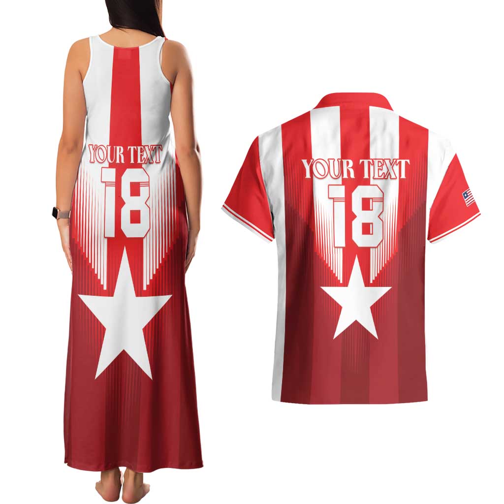 Custom Liberia Football Couples Matching Tank Maxi Dress and Hawaiian Shirt Lone Stars Go Champion