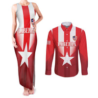 Custom Liberia Football Couples Matching Tank Maxi Dress and Long Sleeve Button Shirt Lone Stars Go Champion