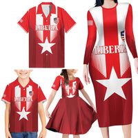 Custom Liberia Football Family Matching Long Sleeve Bodycon Dress and Hawaiian Shirt Lone Stars Go Champion