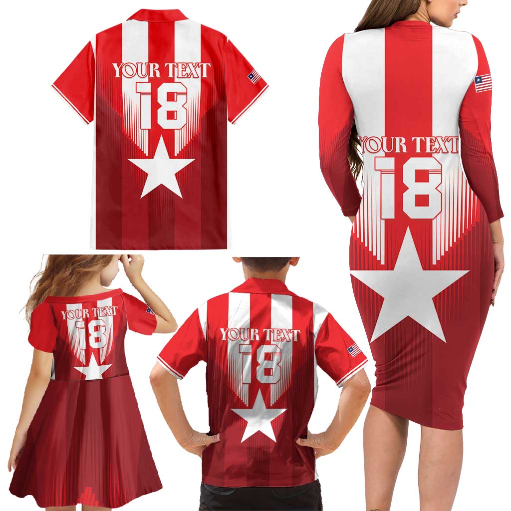Custom Liberia Football Family Matching Long Sleeve Bodycon Dress and Hawaiian Shirt Lone Stars Go Champion