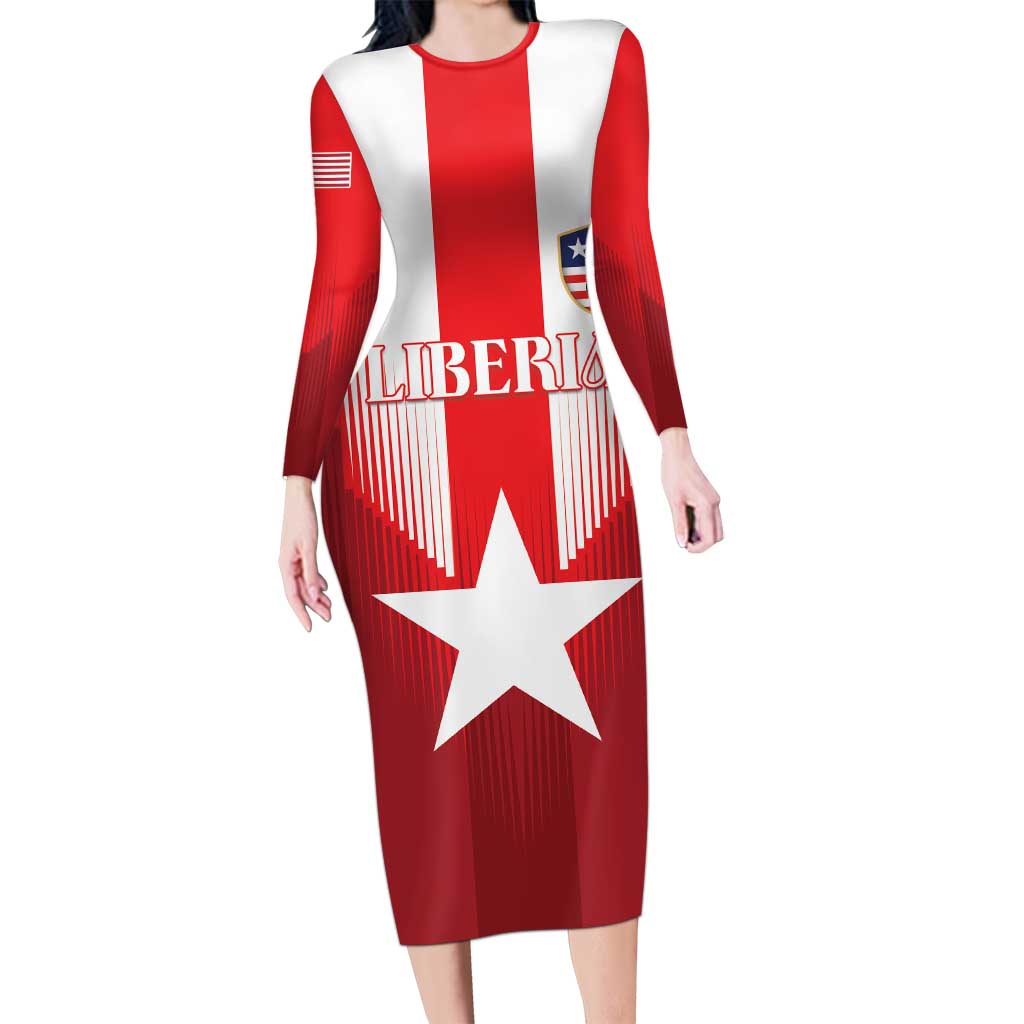 Custom Liberia Football Family Matching Long Sleeve Bodycon Dress and Hawaiian Shirt Lone Stars Go Champion