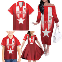Custom Liberia Football Family Matching Off The Shoulder Long Sleeve Dress and Hawaiian Shirt Lone Stars Go Champion