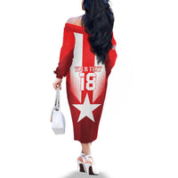 Custom Liberia Football Family Matching Off The Shoulder Long Sleeve Dress and Hawaiian Shirt Lone Stars Go Champion