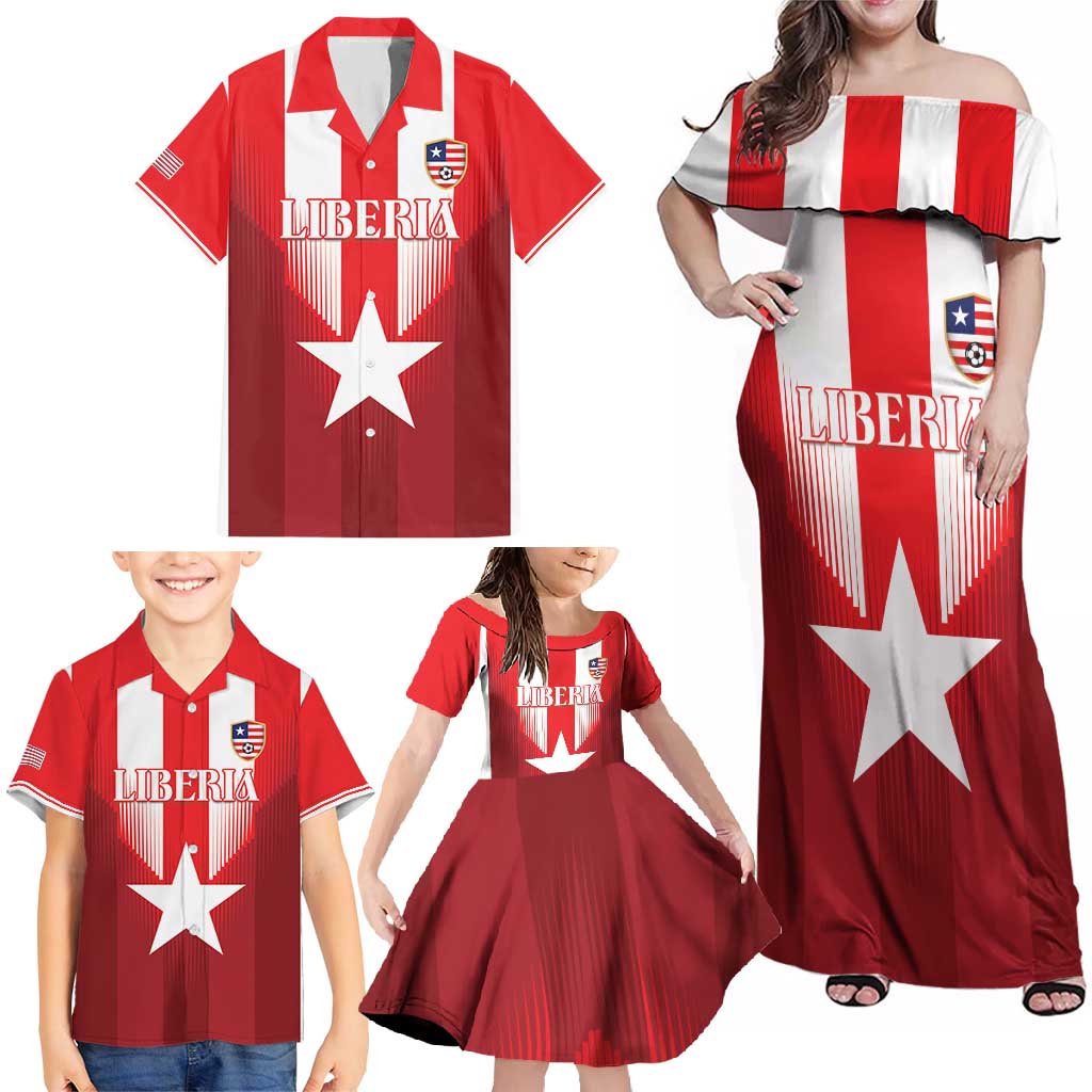 Custom Liberia Football Family Matching Off Shoulder Maxi Dress and Hawaiian Shirt Lone Stars Go Champion