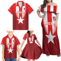 Custom Liberia Football Family Matching Off Shoulder Maxi Dress and Hawaiian Shirt Lone Stars Go Champion