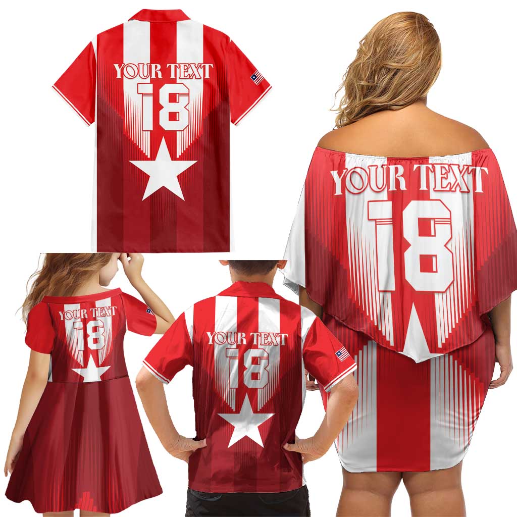 Custom Liberia Football Family Matching Off Shoulder Short Dress and Hawaiian Shirt Lone Stars Go Champion