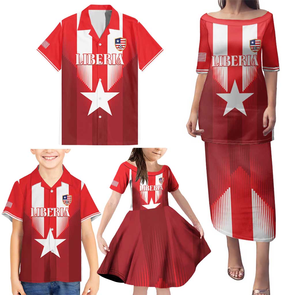 Custom Liberia Football Family Matching Puletasi and Hawaiian Shirt Lone Stars Go Champion