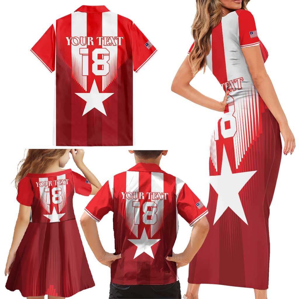 Custom Liberia Football Family Matching Short Sleeve Bodycon Dress and Hawaiian Shirt Lone Stars Go Champion