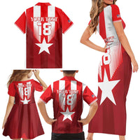 Custom Liberia Football Family Matching Short Sleeve Bodycon Dress and Hawaiian Shirt Lone Stars Go Champion