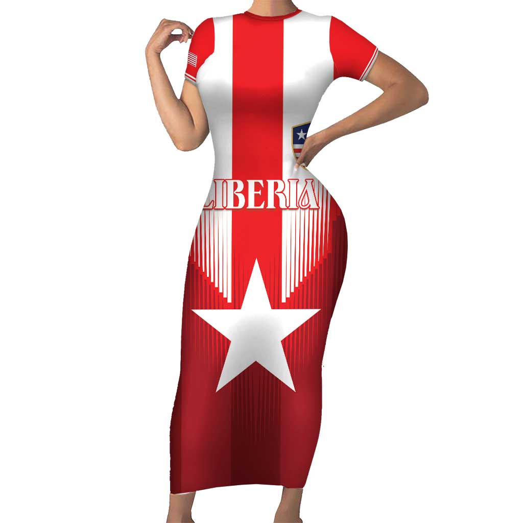 Custom Liberia Football Family Matching Short Sleeve Bodycon Dress and Hawaiian Shirt Lone Stars Go Champion