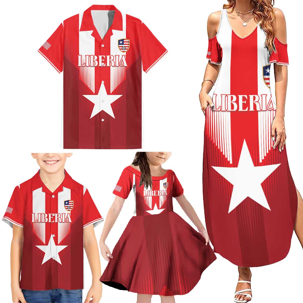 Custom Liberia Football Family Matching Summer Maxi Dress and Hawaiian Shirt Lone Stars Go Champion