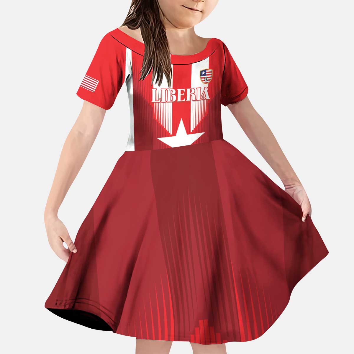 Custom Liberia Football Kid Short Sleeve Dress Lone Stars Go Champion