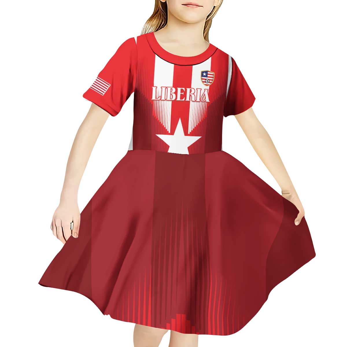 Custom Liberia Football Kid Short Sleeve Dress Lone Stars Go Champion
