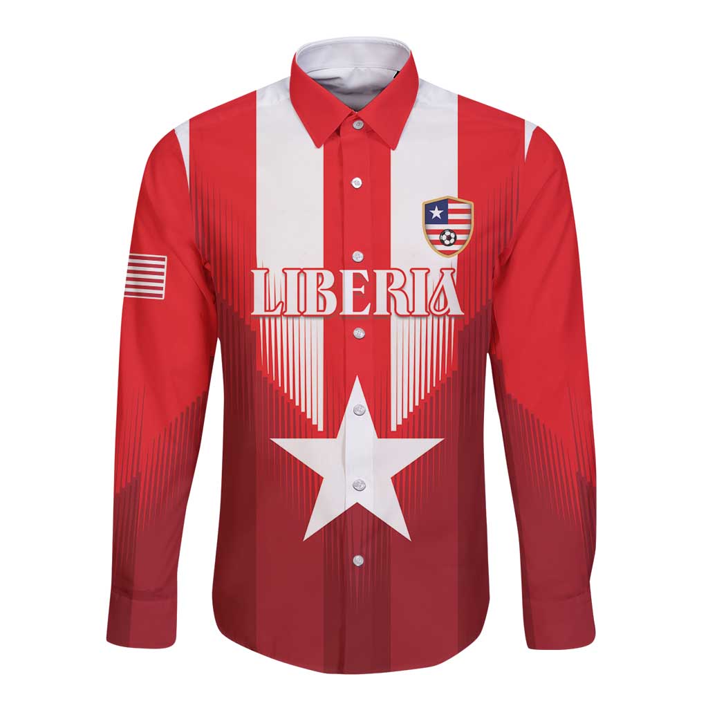 Custom Liberia Football Long Sleeve Button Shirt Lone Stars Go Champion