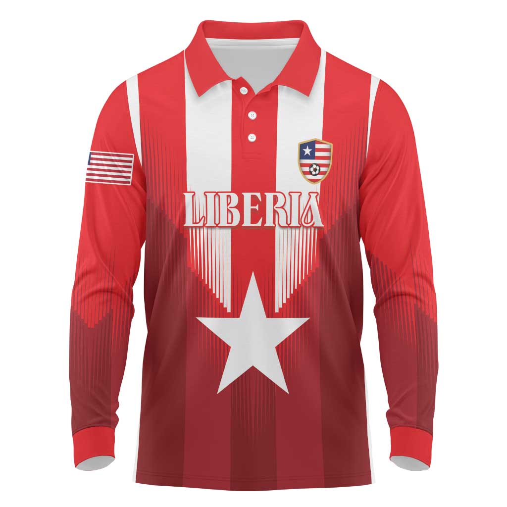 Custom Liberia Football Long Sleeve Polo Shirt Lone Stars Go Champion