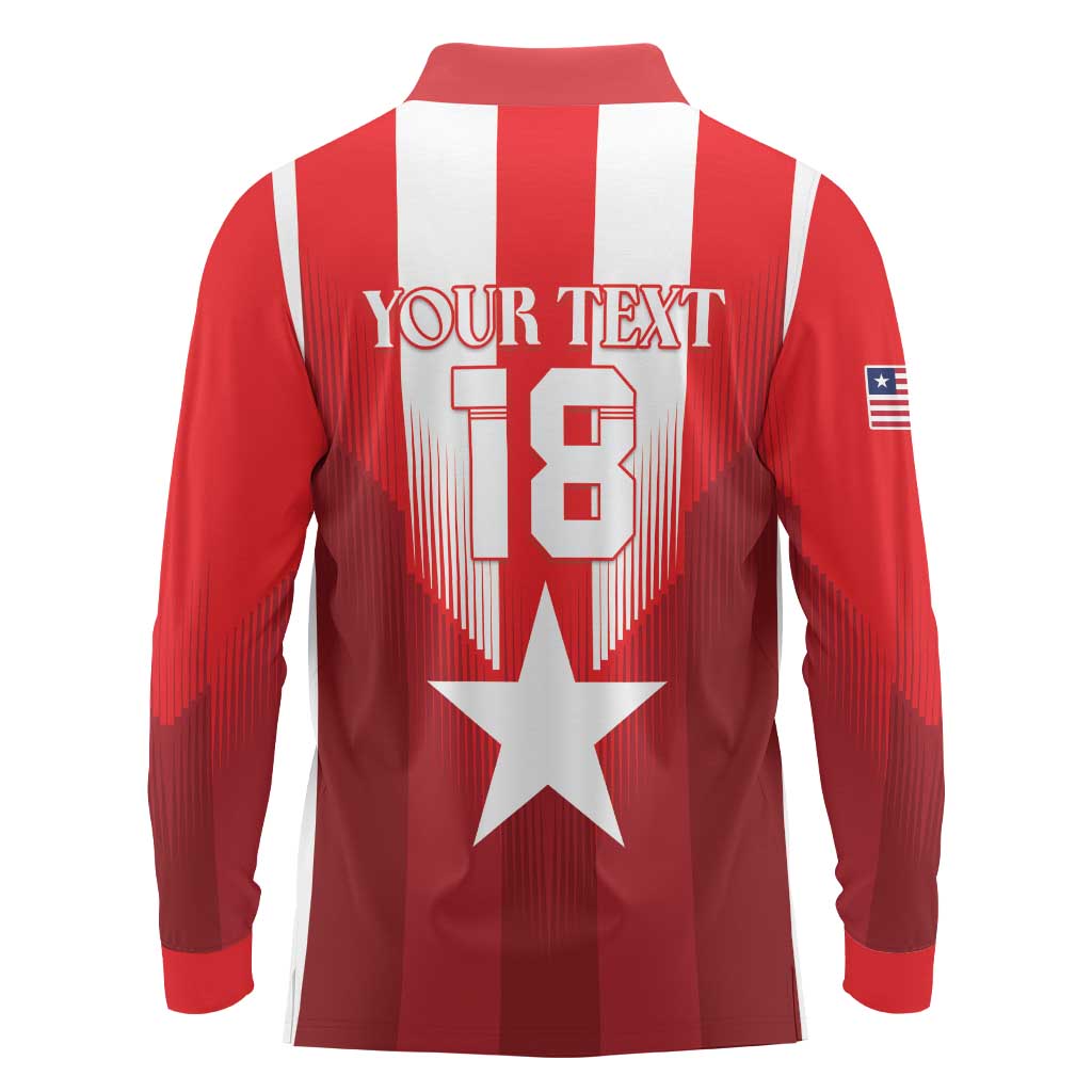 Custom Liberia Football Long Sleeve Polo Shirt Lone Stars Go Champion