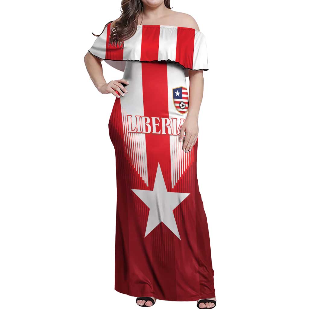 Custom Liberia Football Off Shoulder Maxi Dress Lone Stars Go Champion