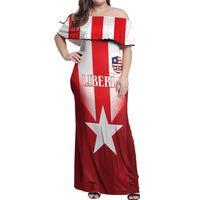 Custom Liberia Football Off Shoulder Maxi Dress Lone Stars Go Champion