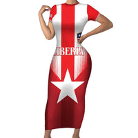 Custom Liberia Football Short Sleeve Bodycon Dress Lone Stars Go Champion