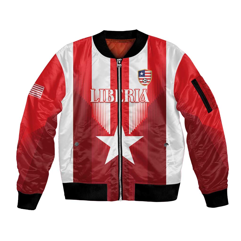 Custom Liberia Football Sleeve Zip Bomber Jacket Lone Stars Go Champion