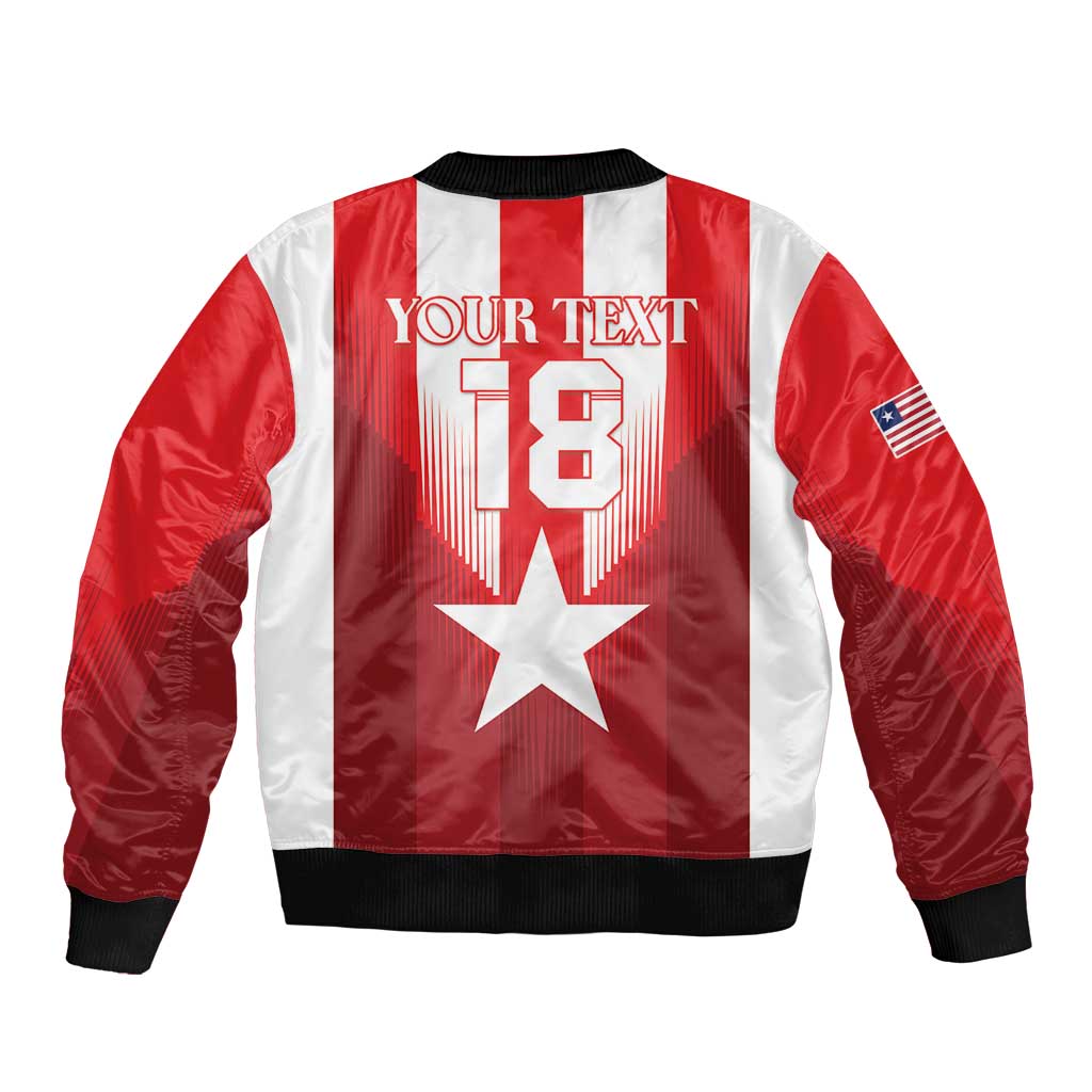 Custom Liberia Football Sleeve Zip Bomber Jacket Lone Stars Go Champion