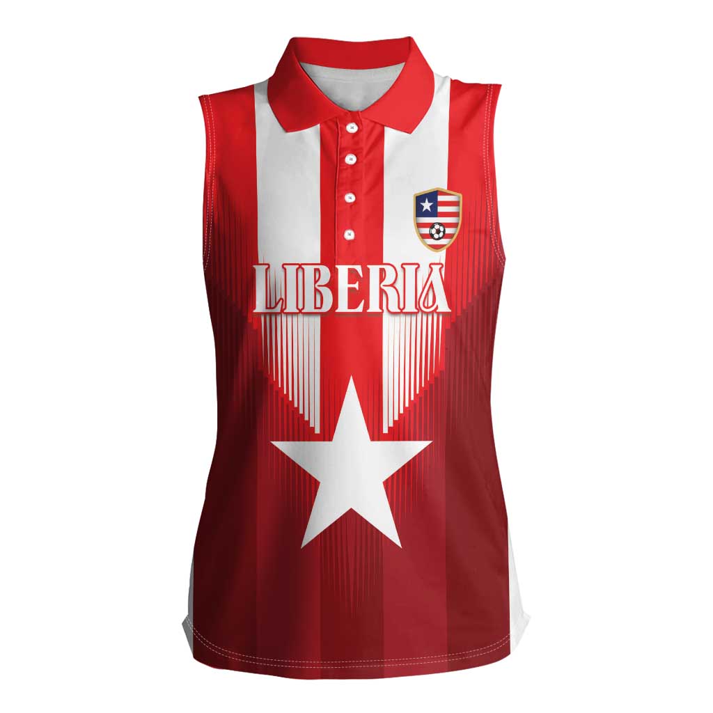 Custom Liberia Football Women Sleeveless Polo Shirt Lone Stars Go Champion