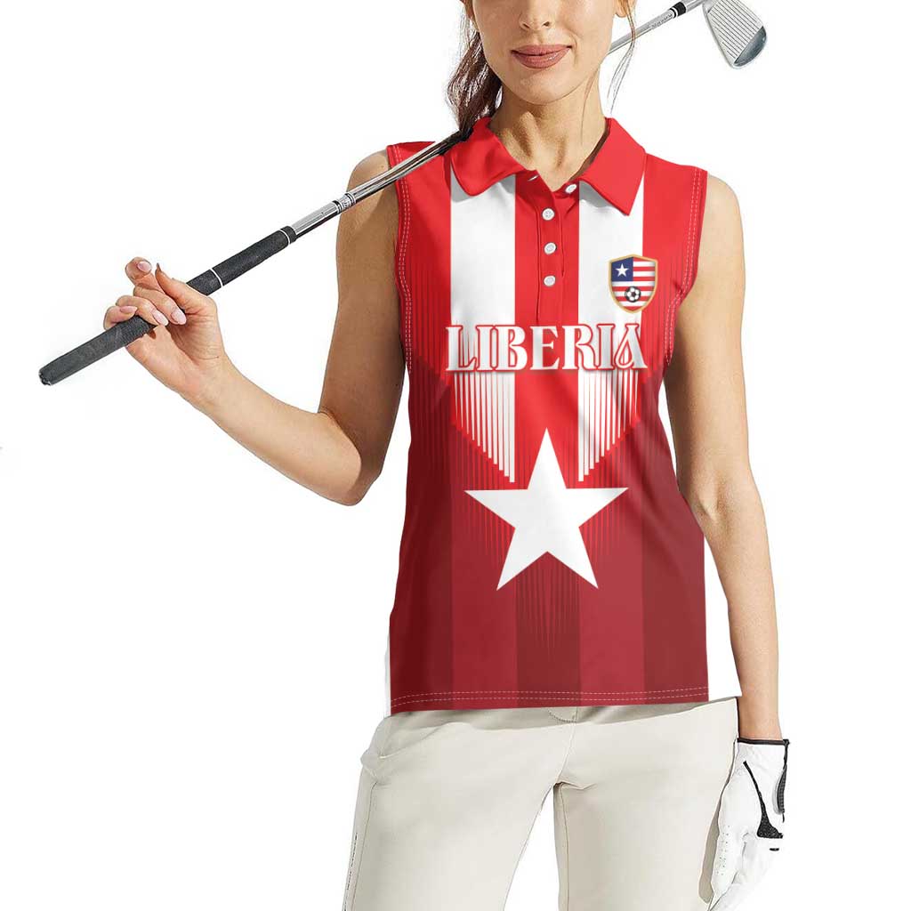 Custom Liberia Football Women Sleeveless Polo Shirt Lone Stars Go Champion