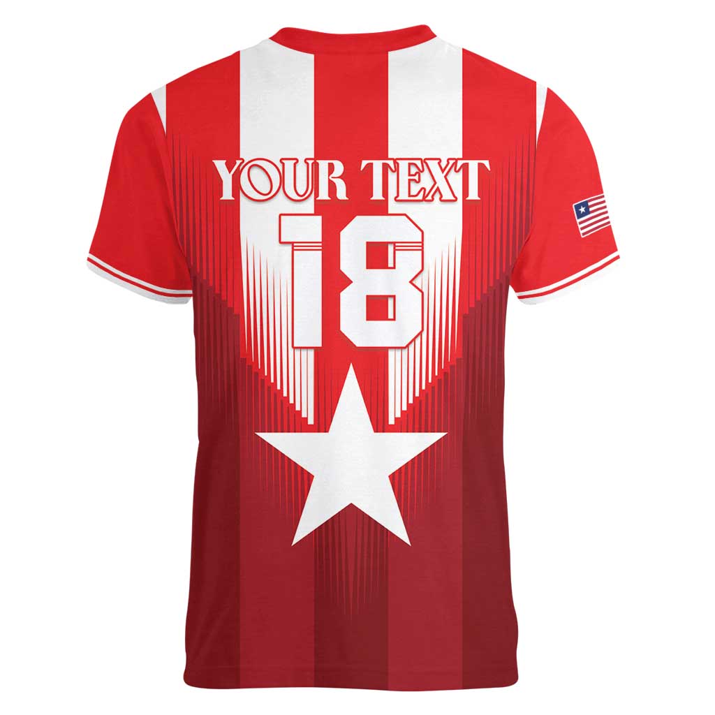 Custom Liberia Football Women V-Neck T-Shirt Lone Stars Go Champion