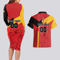 Custom Spain Football Couples Matching Long Sleeve Bodycon Dress and Hawaiian Shirt La Roja Go Champion - Wonder Print Shop