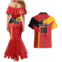 Custom Spain Football Couples Matching Mermaid Dress and Hawaiian Shirt La Roja Go Champion - Wonder Print Shop