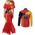 Custom Spain Football Couples Matching Mermaid Dress and Long Sleeve Button Shirt La Roja Go Champoin