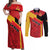 Custom Spain Football Couples Matching Off Shoulder Maxi Dress and Long Sleeve Button Shirt La Roja Go Champion - Wonder Print Shop