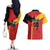Custom Spain Football Couples Matching Off The Shoulder Long Sleeve Dress and Hawaiian Shirt La Roja Go Champion - Wonder Print Shop