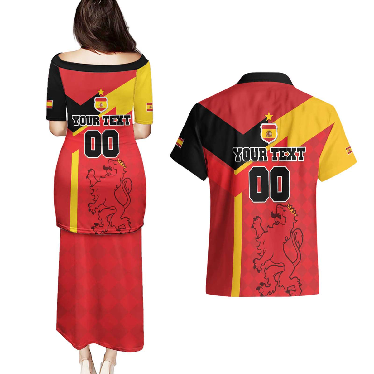 Custom Spain Football Couples Matching Puletasi and Hawaiian Shirt La Roja Go Champion - Wonder Print Shop