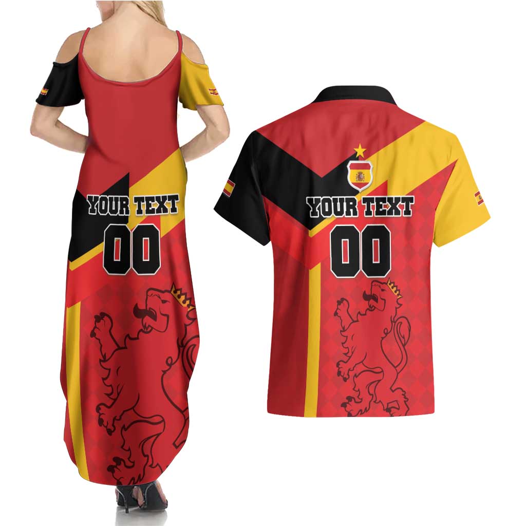 Custom Spain Football Couples Matching Summer Maxi Dress and Hawaiian Shirt La Roja Go Champion - Wonder Print Shop