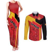Custom Spain Football Couples Matching Tank Maxi Dress and Long Sleeve Button Shirt La Roja Go Champion - Wonder Print Shop