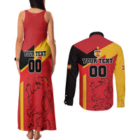 Custom Spain Football Couples Matching Tank Maxi Dress and Long Sleeve Button Shirt La Roja Go Champion - Wonder Print Shop