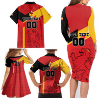 Custom Spain Football Family Matching Long Sleeve Bodycon Dress and Hawaiian Shirt La Roja Go Champion - Wonder Print Shop