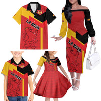 Custom Spain Football Family Matching Off The Shoulder Long Sleeve Dress and Hawaiian Shirt La Roja Go Champion - Wonder Print Shop