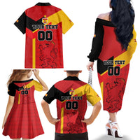 Custom Spain Football Family Matching Off The Shoulder Long Sleeve Dress and Hawaiian Shirt La Roja Go Champion - Wonder Print Shop