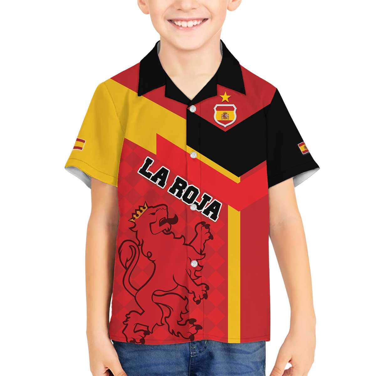 Custom Spain Football Family Matching Off The Shoulder Long Sleeve Dress and Hawaiian Shirt La Roja Go Champion - Wonder Print Shop