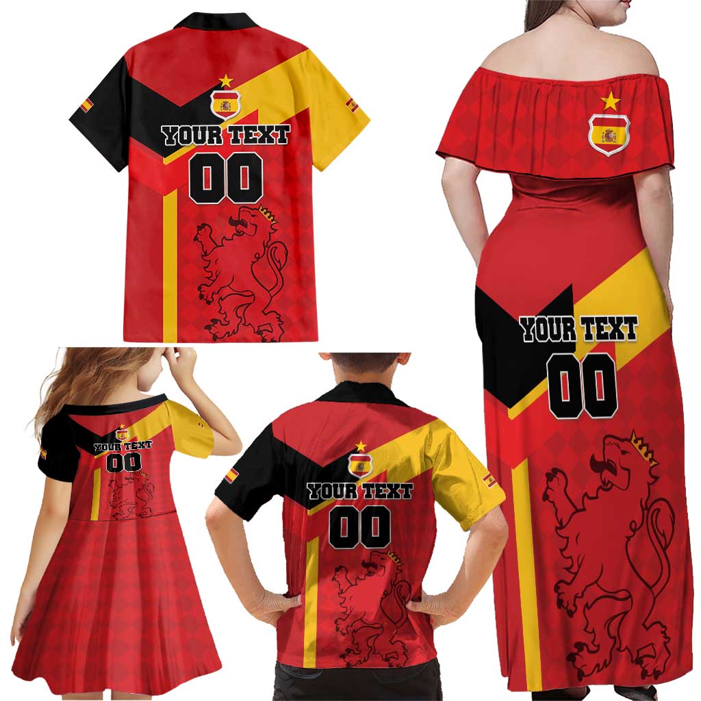 Custom Spain Football Family Matching Off Shoulder Maxi Dress and Hawaiian Shirt La Roja Go Champion - Wonder Print Shop