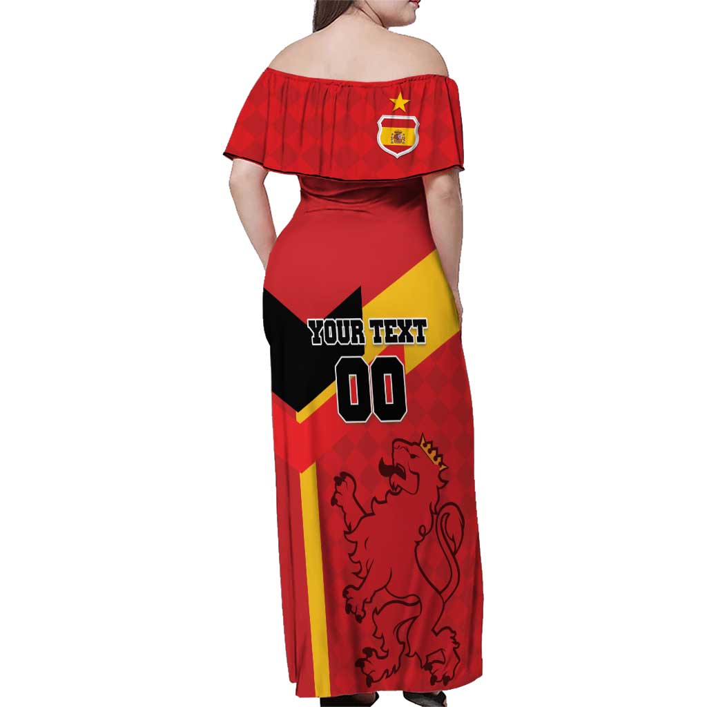 Custom Spain Football Family Matching Off Shoulder Maxi Dress and Hawaiian Shirt La Roja Go Champion - Wonder Print Shop