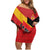 Custom Spain Football Family Matching Off Shoulder Short Dress and Hawaiian Shirt La Roja Go Champion - Wonder Print Shop