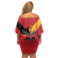 Custom Spain Football Family Matching Off Shoulder Short Dress and Hawaiian Shirt La Roja Go Champion - Wonder Print Shop