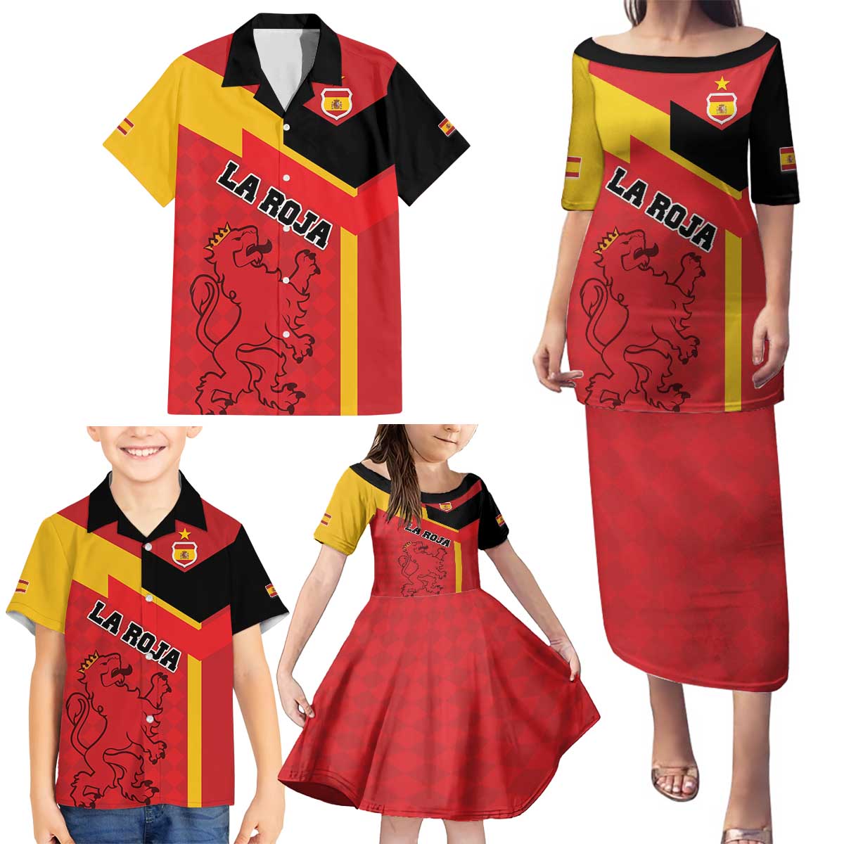 Custom Spain Football Family Matching Puletasi and Hawaiian Shirt La Roja Go Champion - Wonder Print Shop