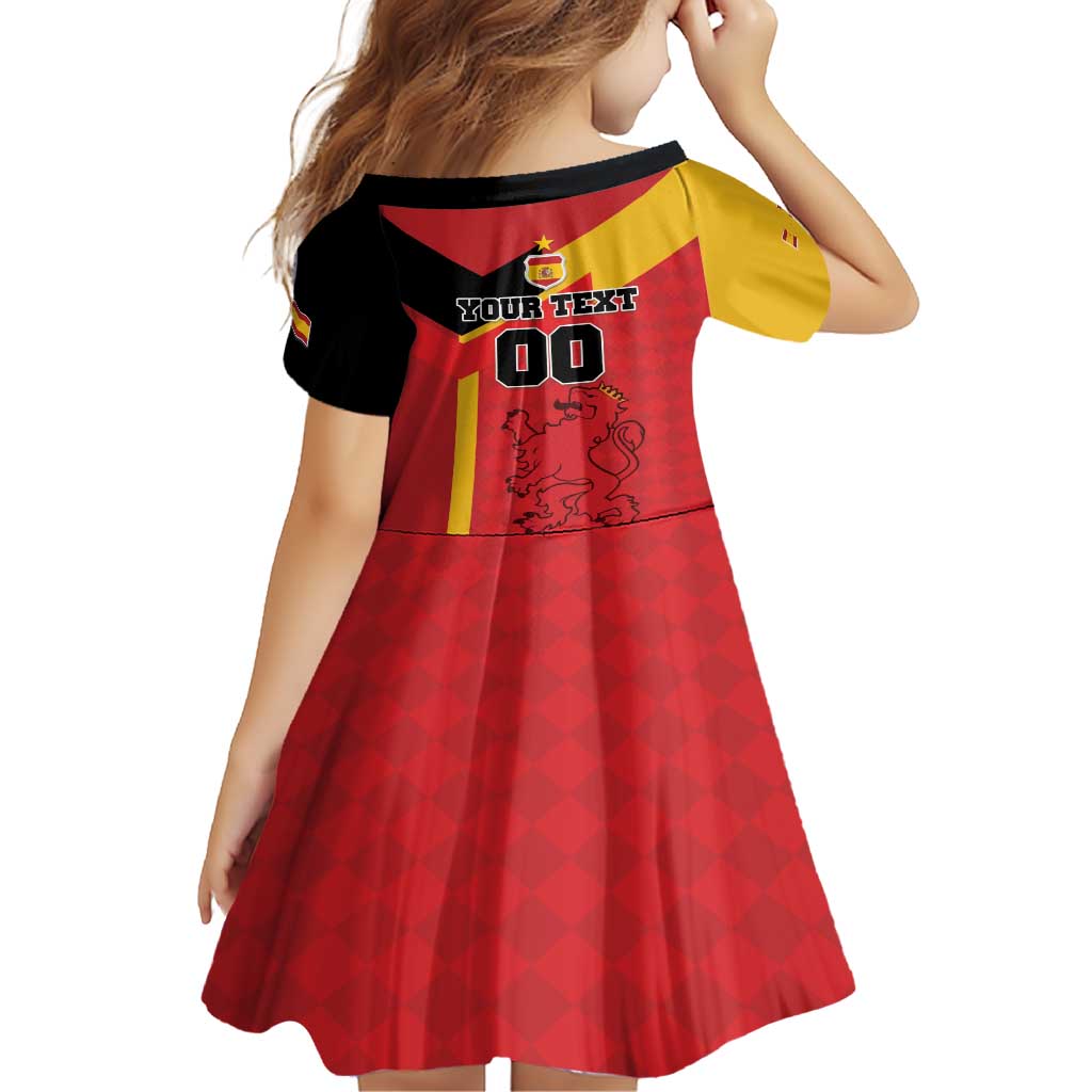 Custom Spain Football Family Matching Short Sleeve Bodycon Dress and Hawaiian Shirt La Roja Go Champion - Wonder Print Shop