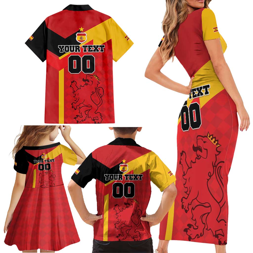 Custom Spain Football Family Matching Short Sleeve Bodycon Dress and Hawaiian Shirt La Roja Go Champion - Wonder Print Shop