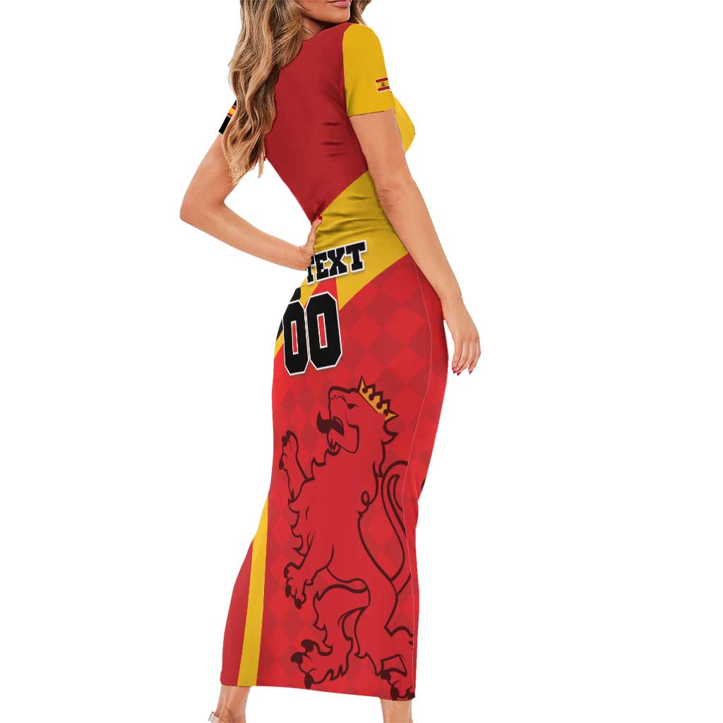 Custom Spain Football Family Matching Short Sleeve Bodycon Dress and Hawaiian Shirt La Roja Go Champion - Wonder Print Shop