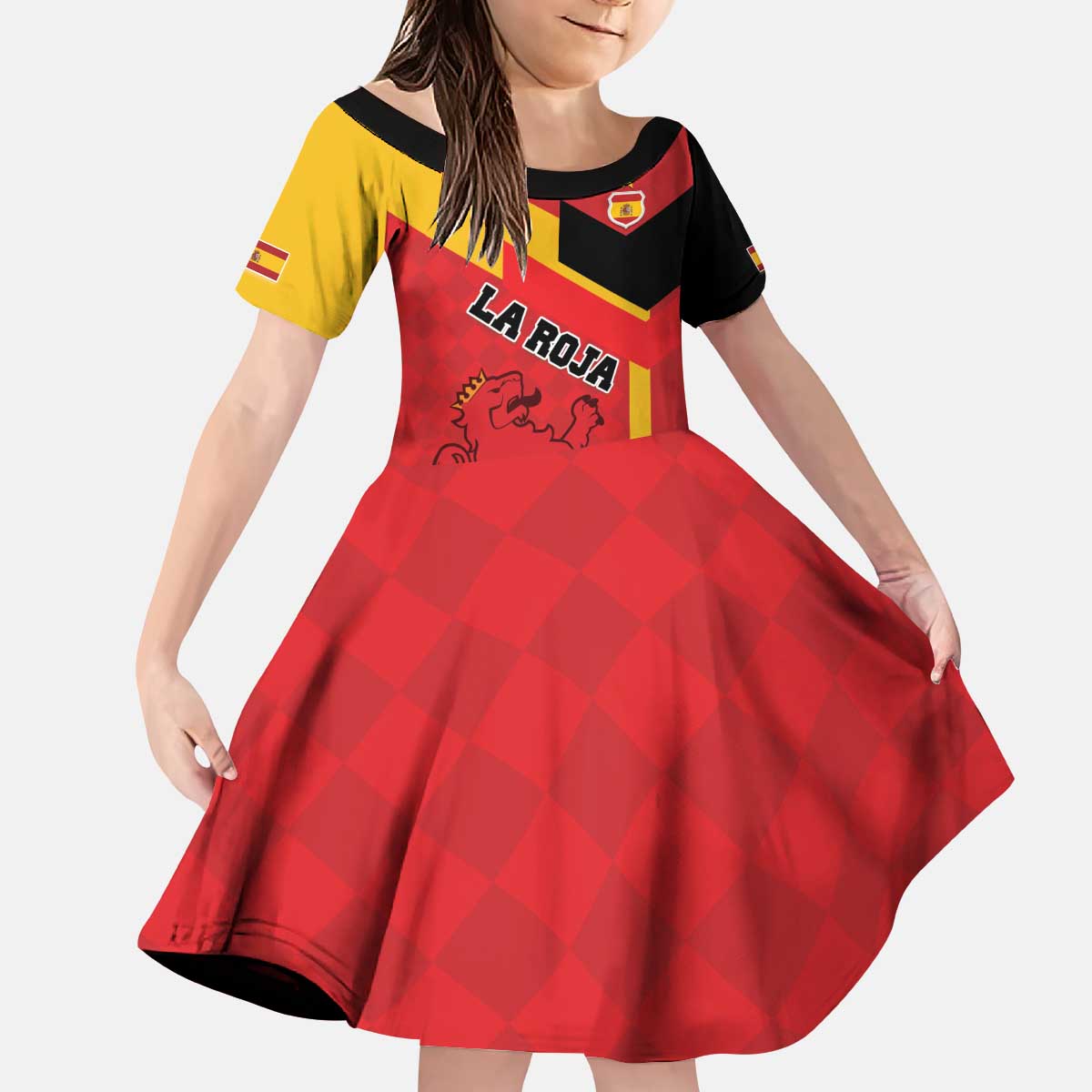 Custom Spain Football Kid Short Sleeve Dress La Roja Go Champion - Wonder Print Shop